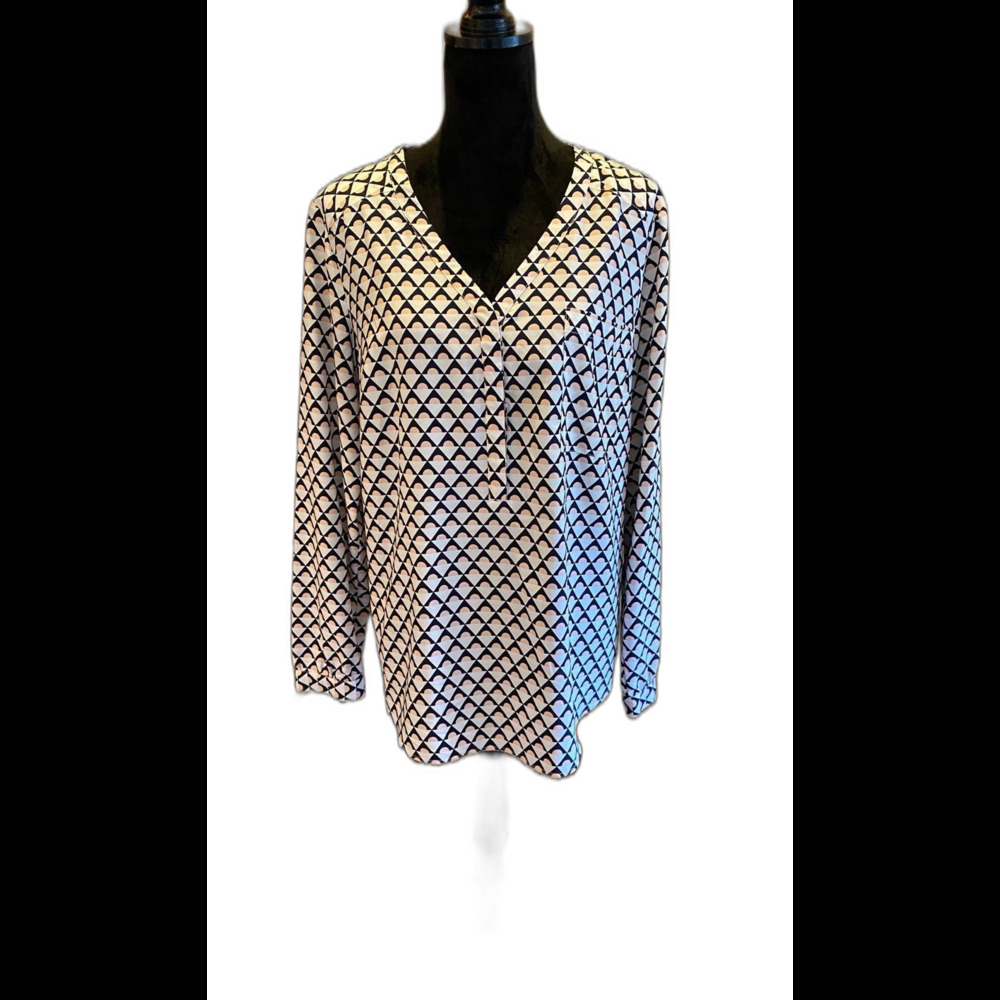 Merona Pink‎ Navy Women’s Patterened Plus Size XL Blouse Top Work Casual Comfy!